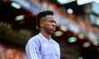 Vinicius Junior of Real Madrid CF looks on prior to the LaLiga Santander match between Val...