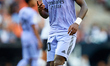 Vinicius Junior of Real Madrid CF reacts during the LaLiga Santander match between Valenci...