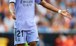 Rodrygo of Real Madrid CF reacts during the LaLiga Santander match between Valencia CF and...