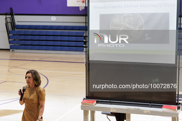  Nevada Casey Ayer Of County District Attorney's Office Hosts One Pill Can Kill Seminar At Silver Springs High School, on May 19th, 2023, in...
