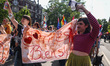 Participants attend the Equality March in Krakow, Poland on May 20, 2023. 12,000 people ar...