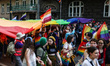 Participants attend the Equality March in Krakow, Poland on May 20, 2023. 12,000 people ar...