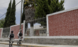 National Guard security checkpoint in San Nicolas de Los Ranchos, Puebla, after ash fall w...