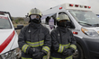 Fire and security checkpoint in the town of San Nicolas de Los Ranchos, Puebla, after ash...