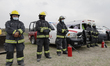 Fire and security checkpoint in the town of San Nicolas de Los Ranchos, Puebla, after ash...