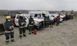 Fire and security checkpoint in the town of San Nicolas de Los Ranchos, Puebla, after ash...
