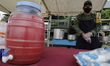 View of a mobile kitchen installed by the Mexican army in a shelter set up in Cholula, Pue...