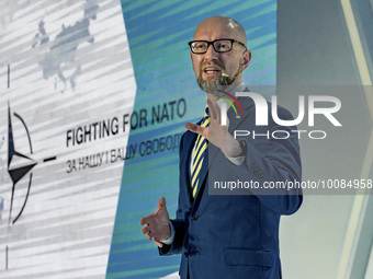Arseniy Yatsenyuk, former Prime Minister of Ukraine talks in the 15th Kyiv Secrity Fotum. The forum is a platform for high-level discussion...