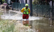 A general view of volunteers at work and the flood damage in Emilia Romagna on May 26, 202...