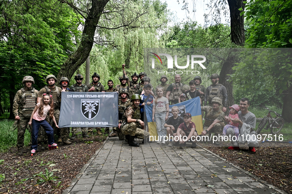 ZAPORIZHZHIA REGION, UKRAINE - MAY 28, 2023 - The military personnel of the 128th Mountain Assault Brigade who took part in the 30th Chestnu...
