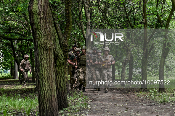 ZAPORIZHZHIA REGION, UKRAINE - MAY 28, 2023 - The military personnel of the 128th Mountain Assault Brigade join the 30th Chestnut Run, Zapor...