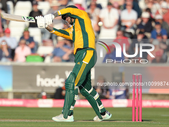 Alex Hales of Notts Outlaws in batting action during the Vitality T20 Blast match between Durham and Notts Outlaws at the Seat Unique Rivers...