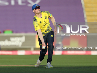 Luke Doneathy of Durham during the Vitality T20 Blast match between Durham and Notts Outlaws at the Seat Unique Riverside, Chester le Street...