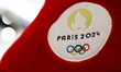 Paris 2024 Olympics logo is seen on the mascott in a store in Nice, France on May 29, 2023...