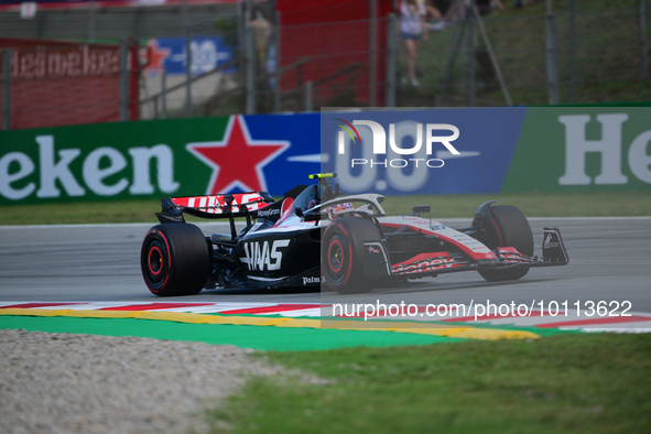 Niko Hulkenberg of Haas F1 Team drive his single-seater during free practice of Spanish GP, 7th round of FIA Formula 1 World Championship in...