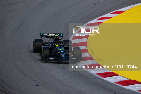 Lewis Hamilton of Mercedes-AMG Petronas F1 Team drive his single-seater during free practice of Spanish GP, 7th round of FIA Formula 1 World...