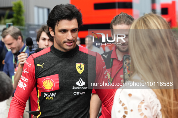 Carlos Sainz of Spain and Ferrari during qualifying ahead of the F1 Grand Prix of Spain at Circuit de Barcelona-Catalunya on June 3, 2023 in...