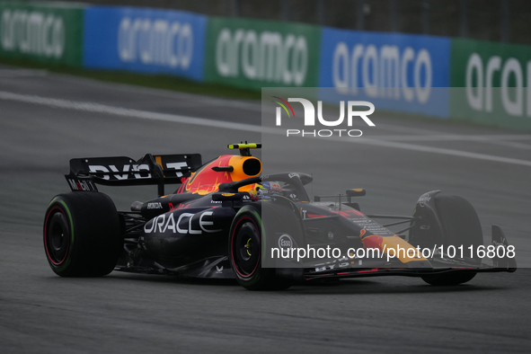 Sergio Checo Perez of Mexico driving the (11) Oracle Red Bull Racing RB19 during qualifying ahead of the F1 Grand Prix of Spain at Circuit d...