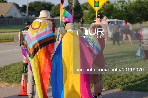 On June 3, 2023 a handful of anti-LGBTQ protestors stood across the street from First Christian Church in Katy, Texas, where a Pride bingo e...