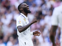 Antonio Rudiger of Real Madrid Cf reacts during a match between Real Madrid v Athletic Club as part of LaLiga in Madrid, Spain, on June 4, 2...