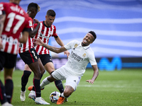 Eder Militao of Real Madrid Cf battles for the ball during a match between Real Madrid v Athletic Club as part of LaLiga in Madrid, Spain, o...