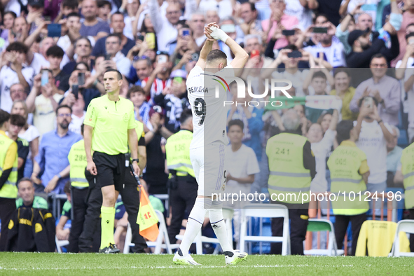 Karim Benzema of Real Madrid Cf celebrates his goal during a match between Real Madrid v Athletic Club as part of LaLiga in Madrid, Spain, o... by Alvaro Medranda/NurPhoto