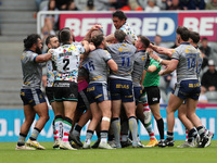 Tempers flare after Leigh Leopard's Ben Reynolds punched David Fifita during the BetFred Super League match between Hull Football Club and W...