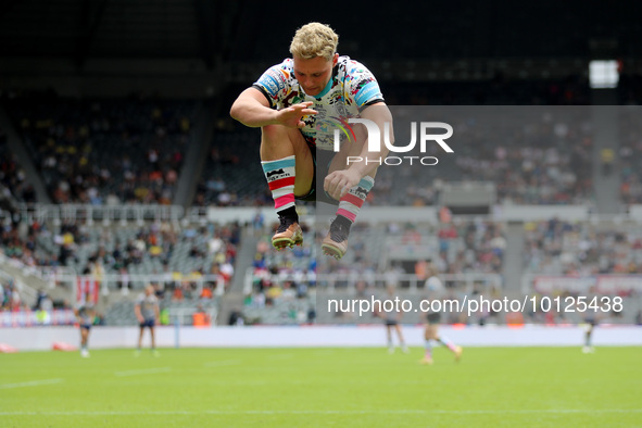 Lachlan Lam of Leigh Leopards during the BetFred Super League match between Hull Football Club and Warrington Wolves at St. James's Park, Ne...