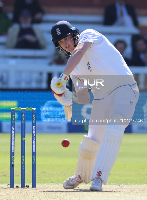 England's Harry Brook during Test Match Series Day Two of 4 match between England against Ireland at Lord's Cricket Ground  Ground, London o...