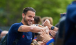 Roberto Soldado of Levante UD shakes hands with the crowd prior to the LaLiga SmartBank Pl...