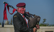 CHOUIN, FRANCE - JUNE 07, 2023:   British bagpiper during the 79th Anniversary D-Day Serv...