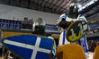 Medieval Fighting fighters are waiting for their fight in the World Medieval Fighting Cham...