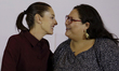 Claudia Sheinbaum, former head of government of Mexico City, and Citlali Hernandez, senato...