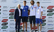 Andrea Abodi, Apostolos Christou (GRE),Thomas Ceccon (ITA) and Andrei Anghel (ROU) during...