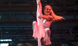 aerialist performs at Jahrhundert Hall , a former steel structure in Bochum, Germany on Ju...