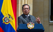 Colombian president Gustavo Petro during the honors ceremony to soldiers and indigenous wh...