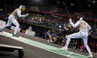 YUNES Klod of Ukraine (L) and RIEGER Laurenz fight Men's Foil Individual, Table 8 during...