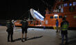 Spain, Malaga, 2023/06/27. A dinghy boat is removed from the vessel. 25 rescued migrants a...