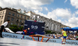 Hugo Rabeux of France  fights against Apor Gyoergydeak of Romania in Teqball - Men's Singl...
