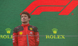 Charles Leclerc of Monte-Carlo and Scuderia Ferrari driver on the podium after the race at...