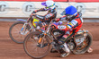 Jack Smith (Blue) inside Rory Schlein (White) during the Sports Insure Premiership match b...