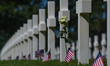 COLLEVILLE-SUR-MER, FRANCE - JUNE 04, 2023:   A view from the Normandy American Cemetery...