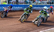Emil Sayfutdinov (White) and Jason Doyle (Yellow) lead Brady Kurtz (Blue) and Dan Bewley (...
