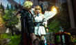 general view of  two cosplayers are seen posing during the chinajoy 2023 at Shanghai new e...