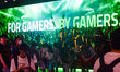 general view of visitors are seen with a banner of '' for gamers, by gamers''   during the...