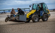The 94 sidecar is carried back to the pits on the recovery tractor during the Fylde ACU Br...