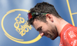 Mark Cavendish (Dimension Data team), wears Red Jersey of the best spriner, at the start o...
