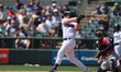 Somerset Patriots Josh Breaux #22 hits a solo home run during the sixth inning of a baseba...