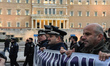 About 3000 uniformed public workers of Greece demonstrating against pension cuts, social s...