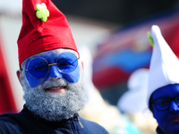 A man dressed up like a Smurf during a smurfs gathering in Waldshut-Tiengen, Germany on February 6, 2016. (